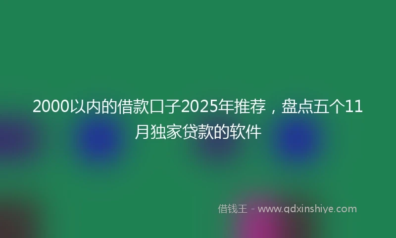 2000以内的借款口子2025年推荐，盘点五个11月独家贷款的软件
