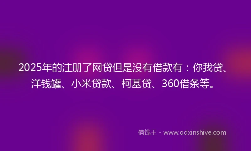 2025年的注册了网贷但是没有借款有：你我贷、洋钱罐、小米贷款、柯基贷、360借条等。