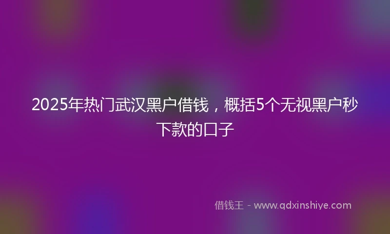 2025年热门武汉黑户借钱，概括5个无视黑户秒下款的口子