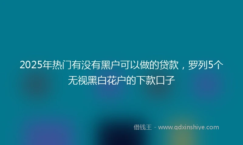 2025年热门有没有黑户可以做的贷款，罗列5个无视黑白花户的下款口子