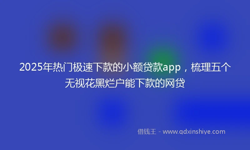 2025年热门极速下款的小额贷款app，梳理五个无视花黑烂户能下款的网贷