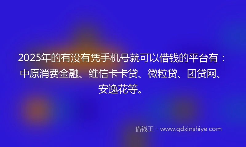 2025年的有没有凭手机号就可以借钱的平台有：中原消费金融、维信卡卡贷、微粒贷、团贷网、安逸花等。