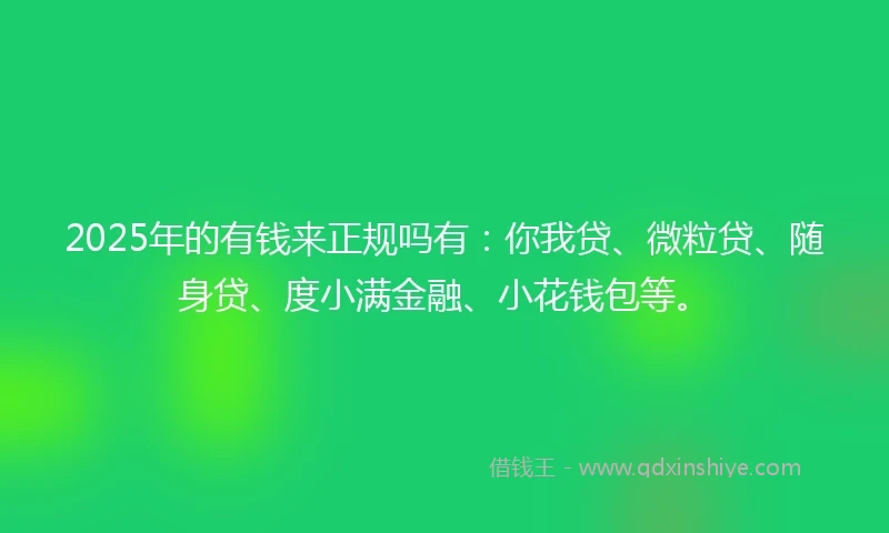 2025年的有钱来正规吗有：你我贷、微粒贷、随身贷、度小满金融、小花钱包等。