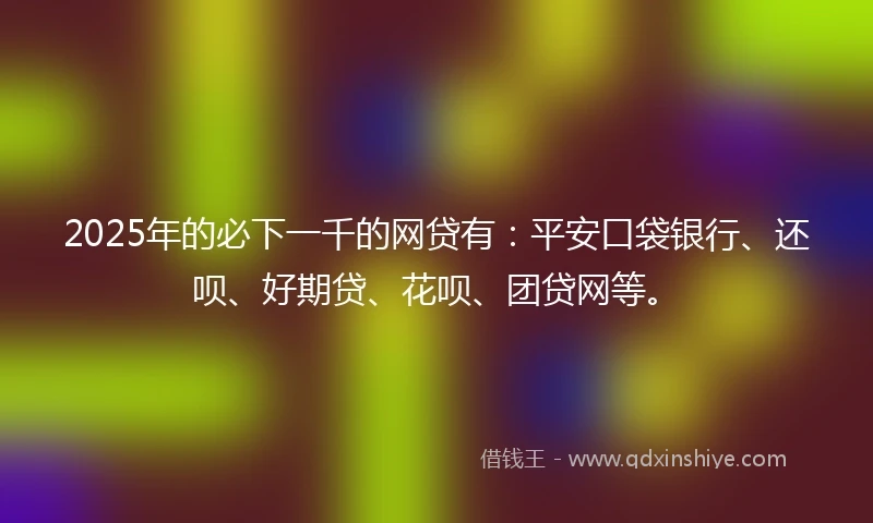 2025年的必下一千的网贷有：平安口袋银行、还呗、好期贷、花呗、团贷网等。
