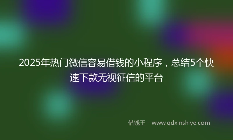2025年热门微信容易借钱的小程序，总结5个快速下款无视征信的平台