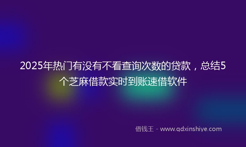 2025年热门有没有不看查询次数的贷款，总结5个芝麻借款实时到账速借软件
