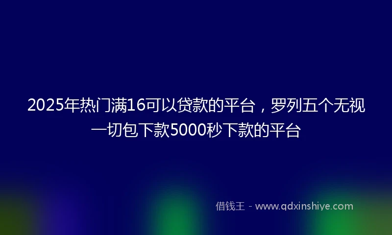 2025年热门满16可以贷款的平台，罗列五个无视一切包下款5000秒下款的平台