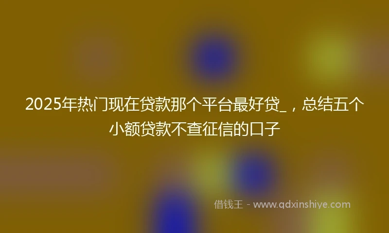 2025年热门现在贷款那个平台最好贷_，总结五个小额贷款不查征信的口子