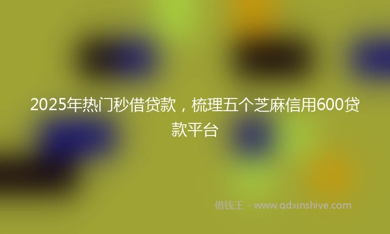 2025年热门秒借贷款，梳理五个芝麻信用600贷款平台