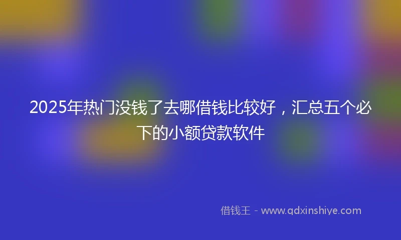 2025年热门没钱了去哪借钱比较好，汇总五个必下的小额贷款软件