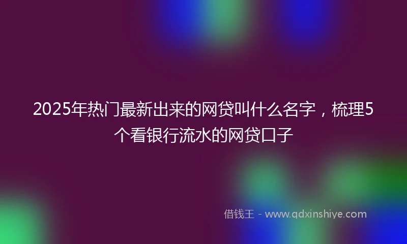 2025年热门最新出来的网贷叫什么名字，梳理5个看银行流水的网贷口子