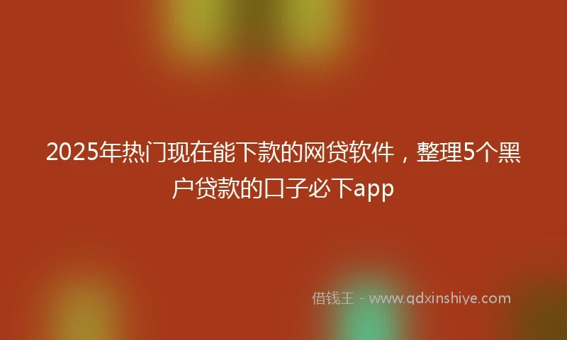2025年热门现在能下款的网贷软件，整理5个黑户贷款的口子必下app