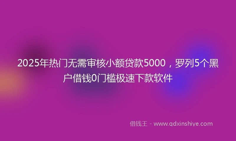 2025年热门无需审核小额贷款5000，罗列5个黑户借钱0门槛极速下款软件