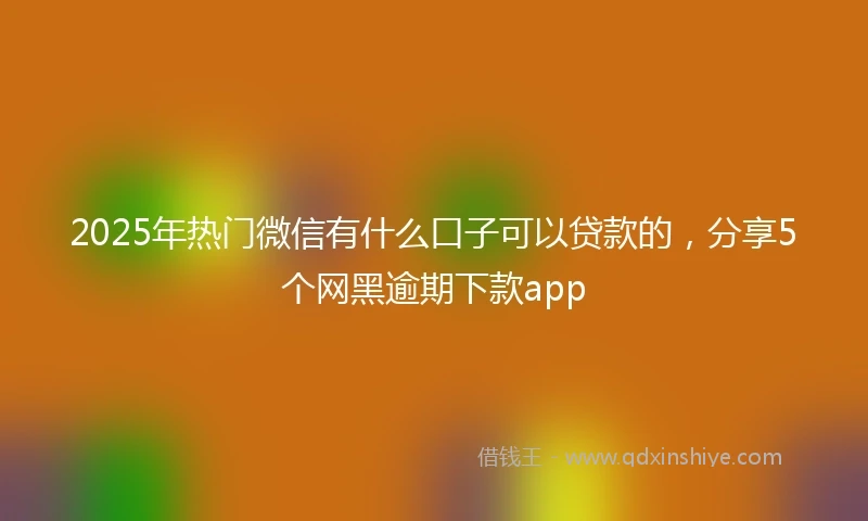 2025年热门微信有什么口子可以贷款的，分享5个网黑逾期下款app