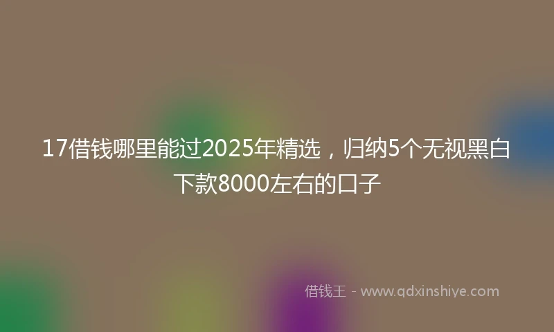 17借钱哪里能过2025年精选，归纳5个无视黑白下款8000左右的口子