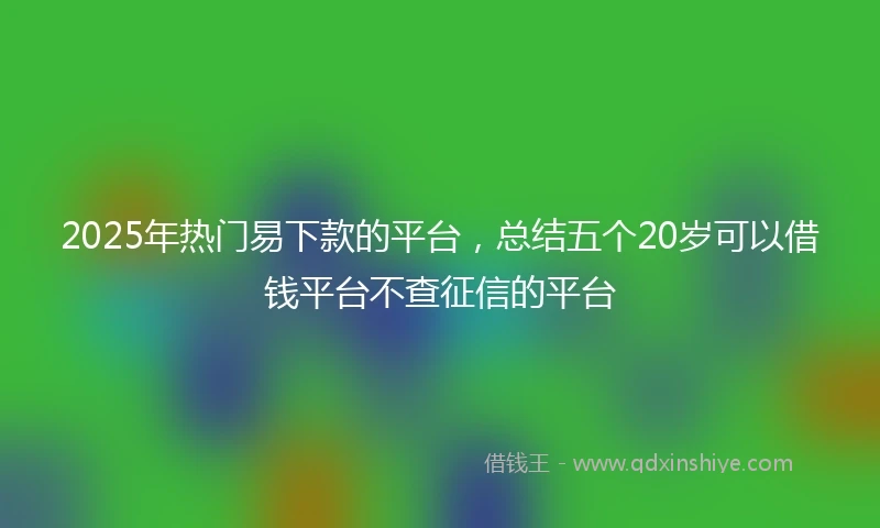 2025年热门易下款的平台，总结五个20岁可以借钱平台不查征信的平台