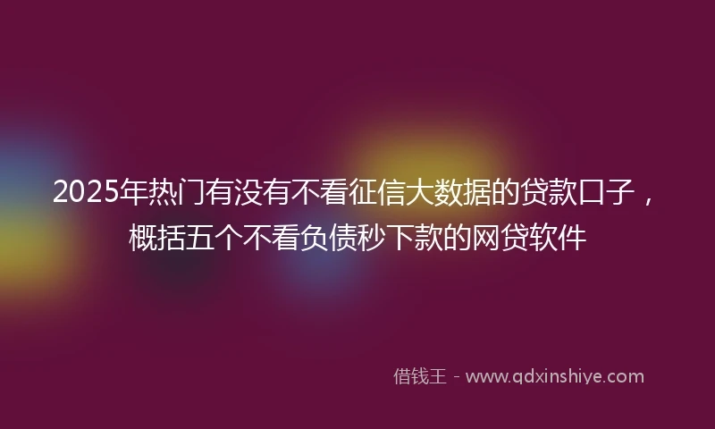 2025年热门有没有不看征信大数据的贷款口子，概括五个不看负债秒下款的网贷软件
