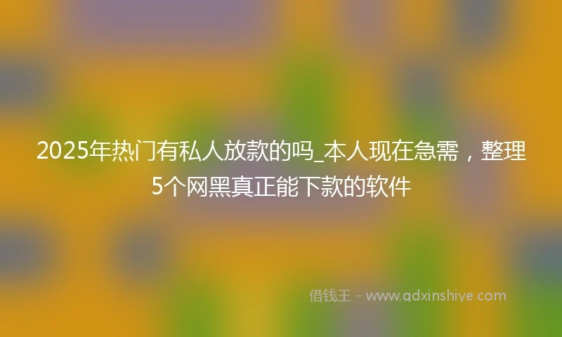2025年热门有私人放款的吗_本人现在急需，整理5个网黑真正能下款的软件