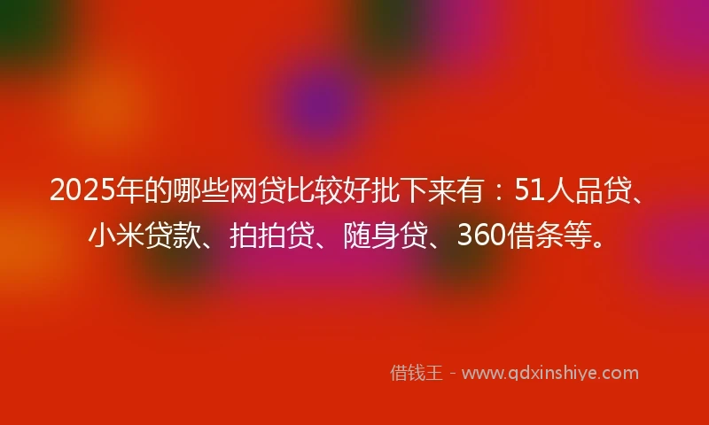 2025年的哪些网贷比较好批下来有：51人品贷、小米贷款、拍拍贷、随身贷、360借条等。