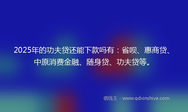 2025年的功夫贷还能下款吗有：省呗、惠商贷、中原消费金融、随身贷、功夫贷等。