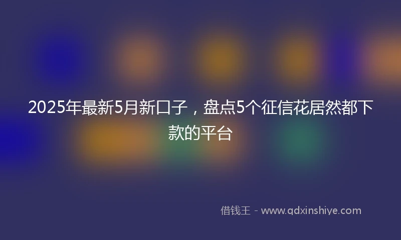 2025年最新5月新口子，盘点5个征信花居然都下款的平台