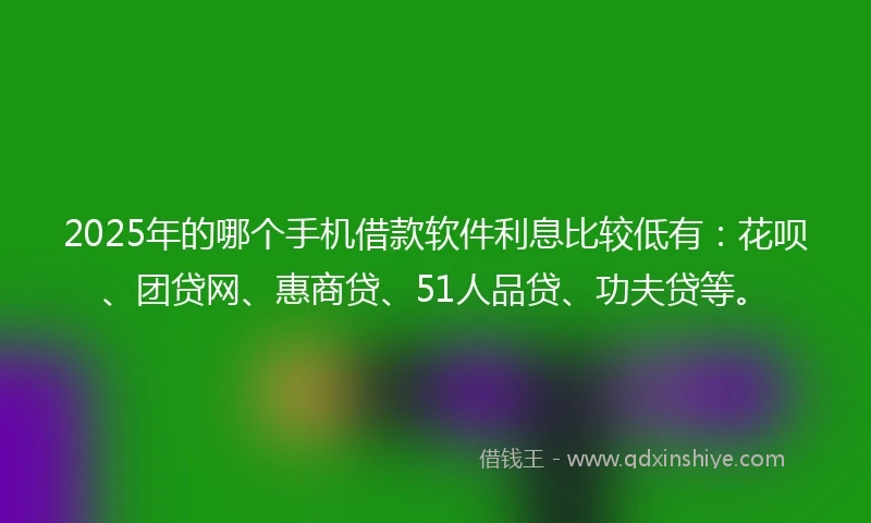 2025年的哪个手机借款软件利息比较低有：花呗、团贷网、惠商贷、51人品贷、功夫贷等。