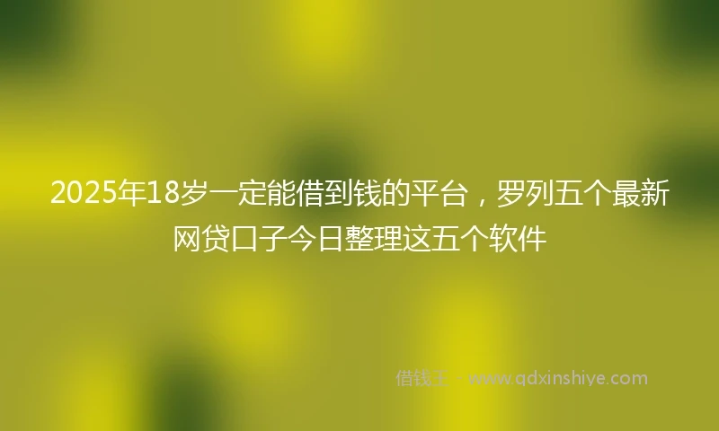 2025年18岁一定能借到钱的平台，罗列五个最新网贷口子今日整理这五个软件