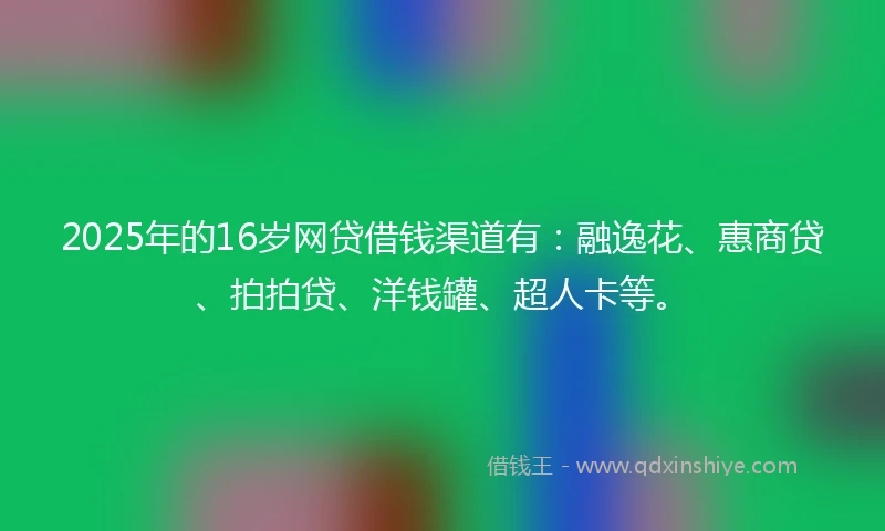 2025年的16岁网贷借钱渠道有：融逸花、惠商贷、拍拍贷、洋钱罐、超人卡等。