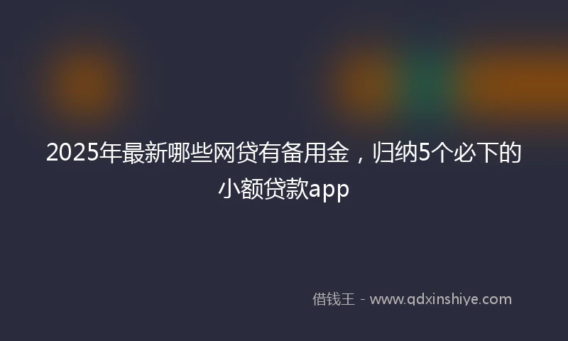 2025年最新哪些网贷有备用金，归纳5个必下的小额贷款app