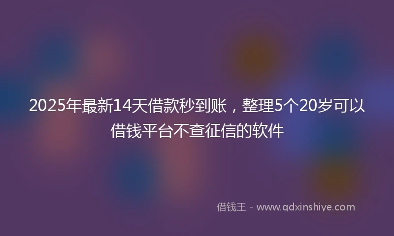 2025年最新14天借款秒到账，整理5个20岁可以借钱平台不查征信的软件