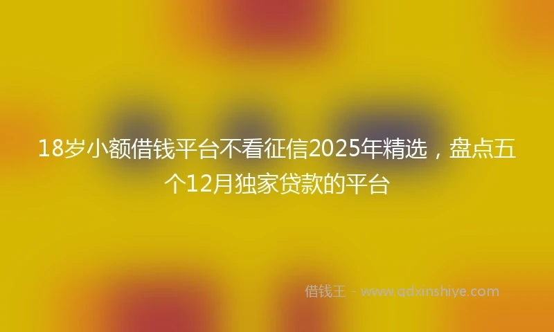 18岁小额借钱平台不看征信2025年精选，盘点五个12月独家贷款的平台