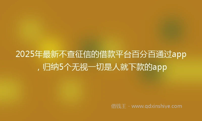 2025年最新不查征信的借款平台百分百通过app，归纳5个无视一切是人就下款的app