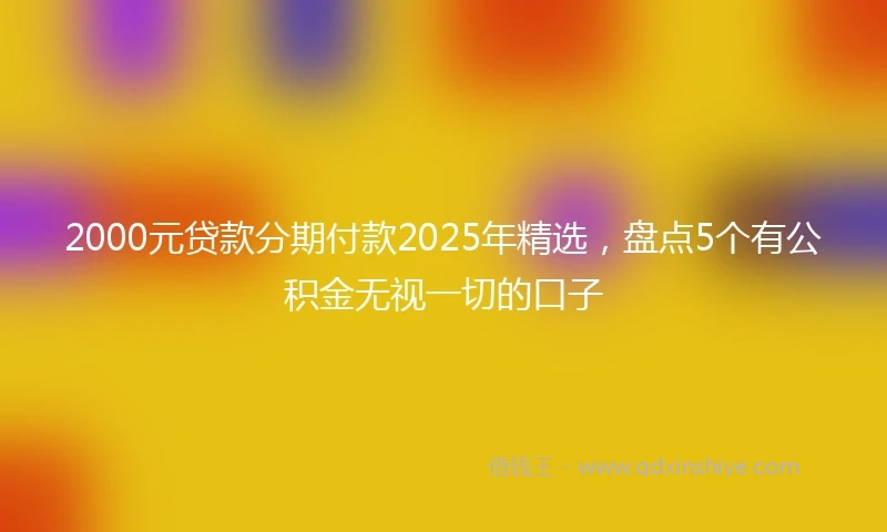 2000元贷款分期付款2025年精选，盘点5个有公积金无视一切的口子