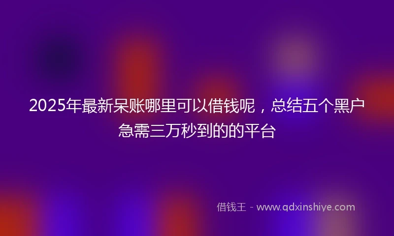 2025年最新呆账哪里可以借钱呢，总结五个黑户急需三万秒到的的平台