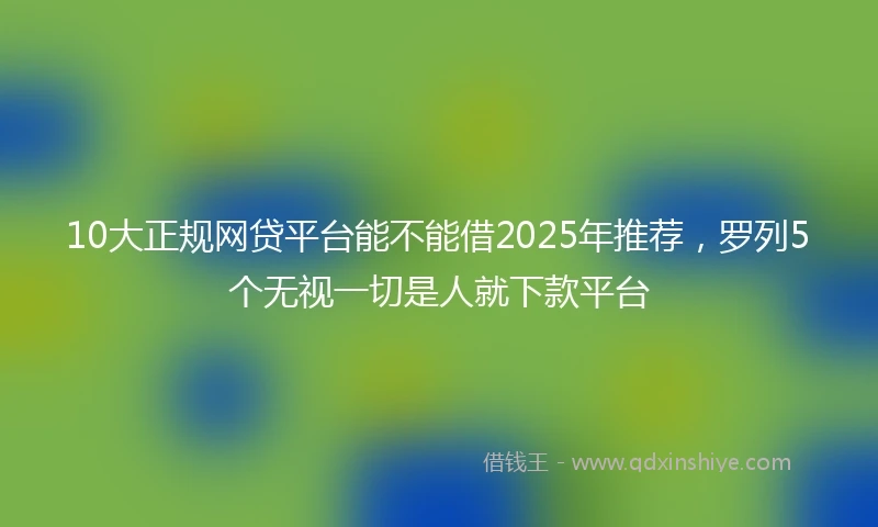 10大正规网贷平台能不能借2025年推荐，罗列5个无视一切是人就下款平台