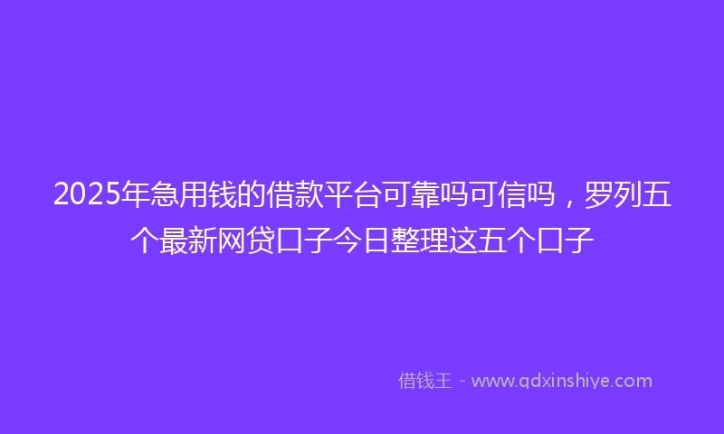2025年急用钱的借款平台可靠吗可信吗，罗列五个最新网贷口子今日整理这五个口子
