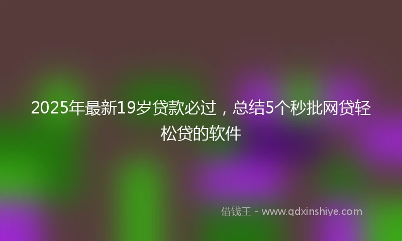 2025年最新19岁贷款必过，总结5个秒批网贷轻松贷的软件