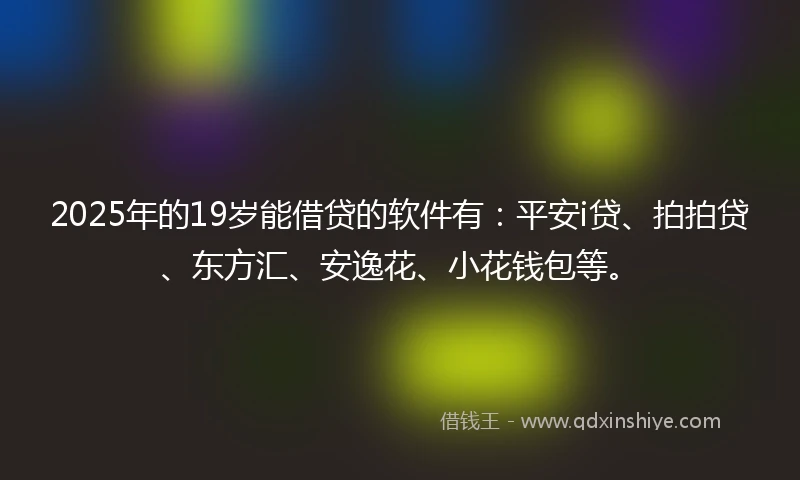 2025年的19岁能借贷的软件有：平安i贷、拍拍贷、东方汇、安逸花、小花钱包等。