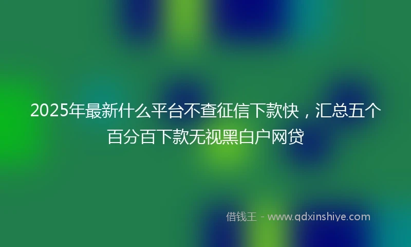 2025年最新什么平台不查征信下款快，汇总五个百分百下款无视黑白户网贷