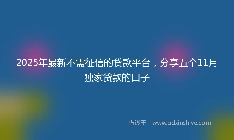 2025年最新不需征信的贷款平台，分享五个11月独家贷款的口子