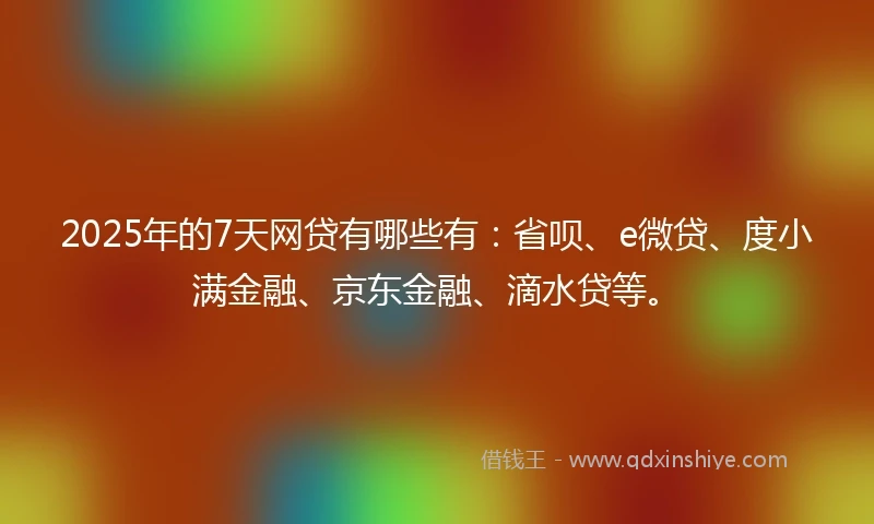 2025年的7天网贷有哪些有：省呗、e微贷、度小满金融、京东金融、滴水贷等。
