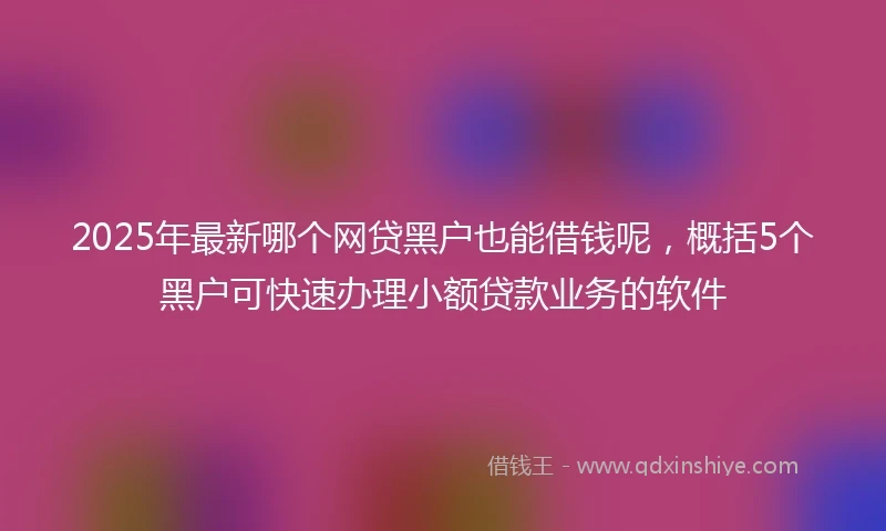 2025年最新哪个网贷黑户也能借钱呢，概括5个黑户可快速办理小额贷款业务的软件