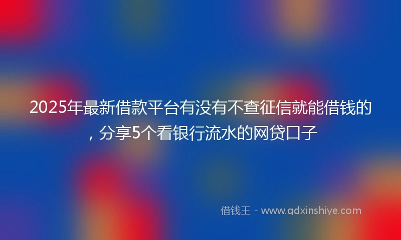 2025年最新借款平台有没有不查征信就能借钱的，分享5个看银行流水的网贷口子