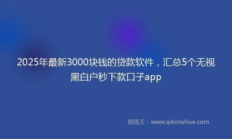 2025年最新3000块钱的贷款软件，汇总5个无视黑白户秒下款口子app