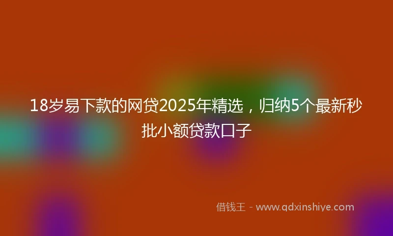 18岁易下款的网贷2025年精选，归纳5个最新秒批小额贷款口子