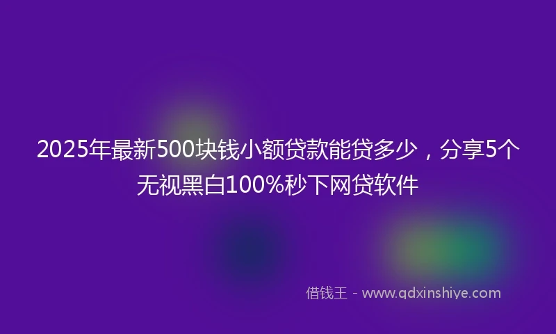 2025年最新500块钱小额贷款能贷多少，分享5个无视黑白100%秒下网贷软件