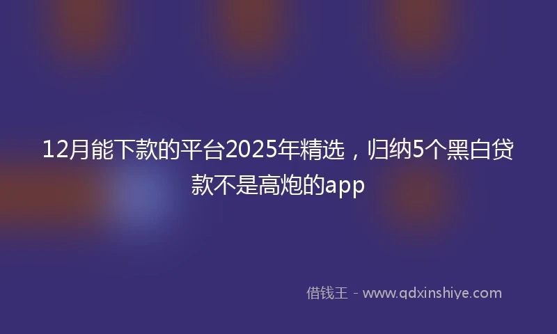 12月能下款的平台2025年精选，归纳5个黑白贷款不是高炮的app