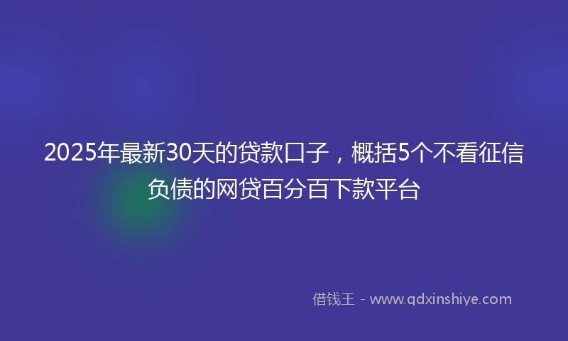 2025年最新30天的贷款口子，概括5个不看征信负债的网贷百分百下款平台