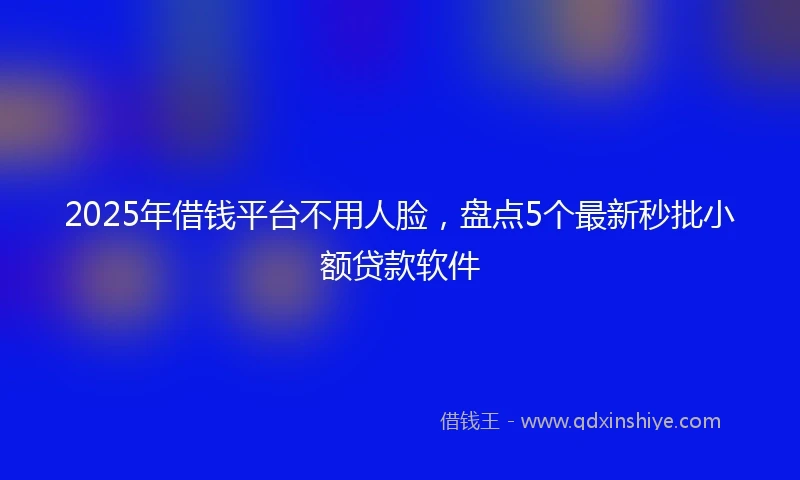 2025年借钱平台不用人脸，盘点5个最新秒批小额贷款软件