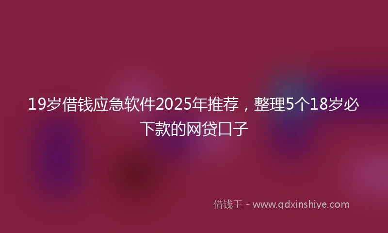 19岁借钱应急软件2025年推荐，整理5个18岁必下款的网贷口子